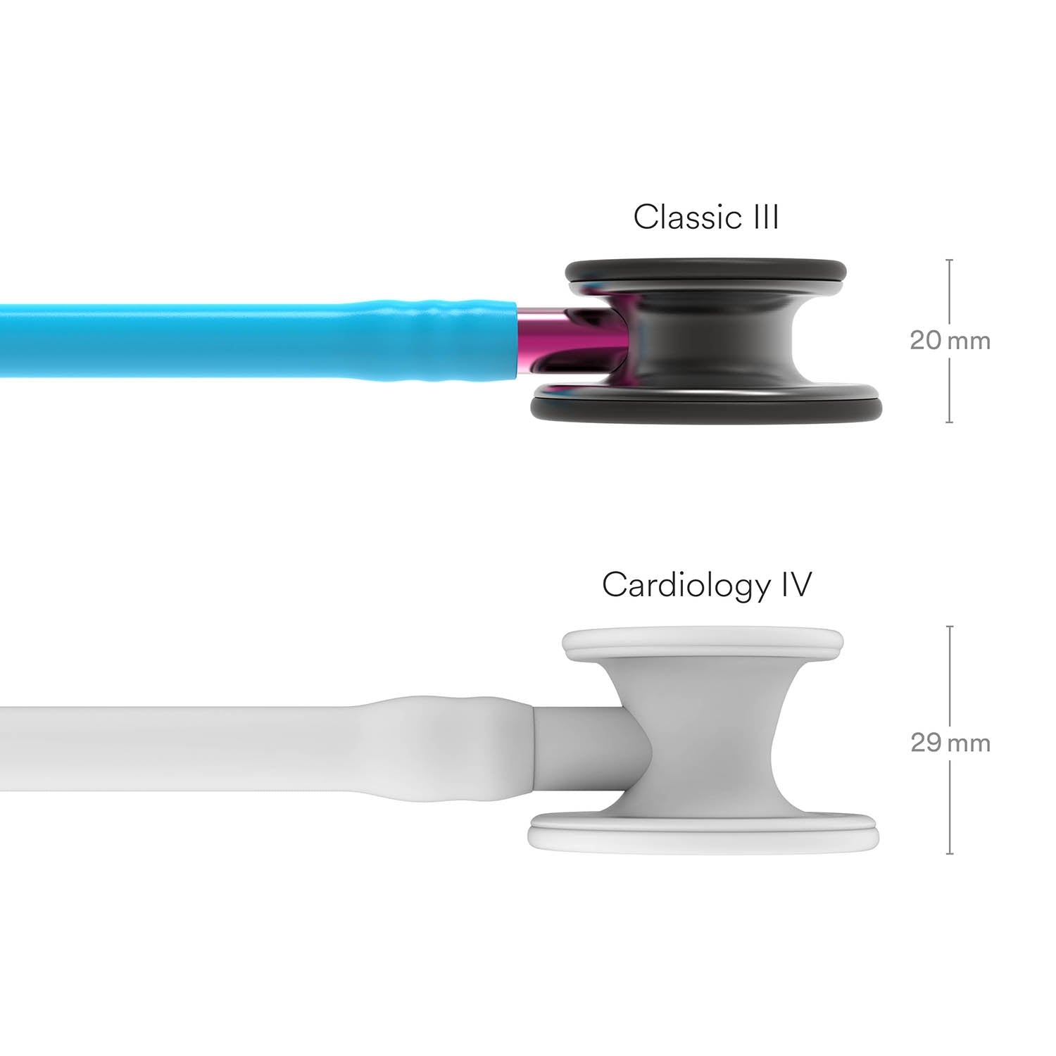 Littmann Classic III Monitoring Stethoscope: Smoke & Turquoise - Pink Stem 5872 - Over Engraved Stethoscopes 3M Littmann   