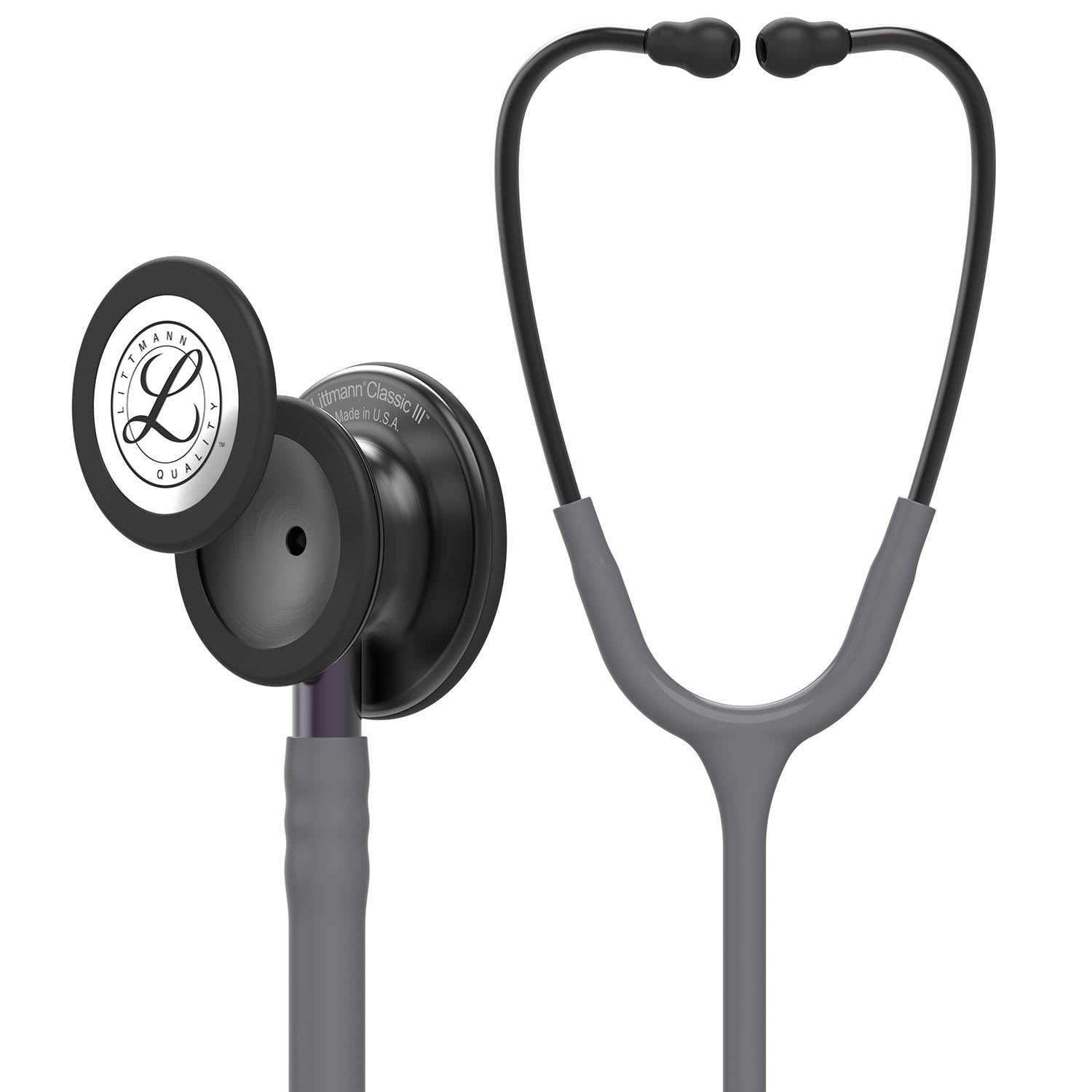 Littmann Classic III Monitoring Stethoscope: Smoke & Gray - Violet Stem 5873 - Over Engraved Stethoscopes 3M Littmann   