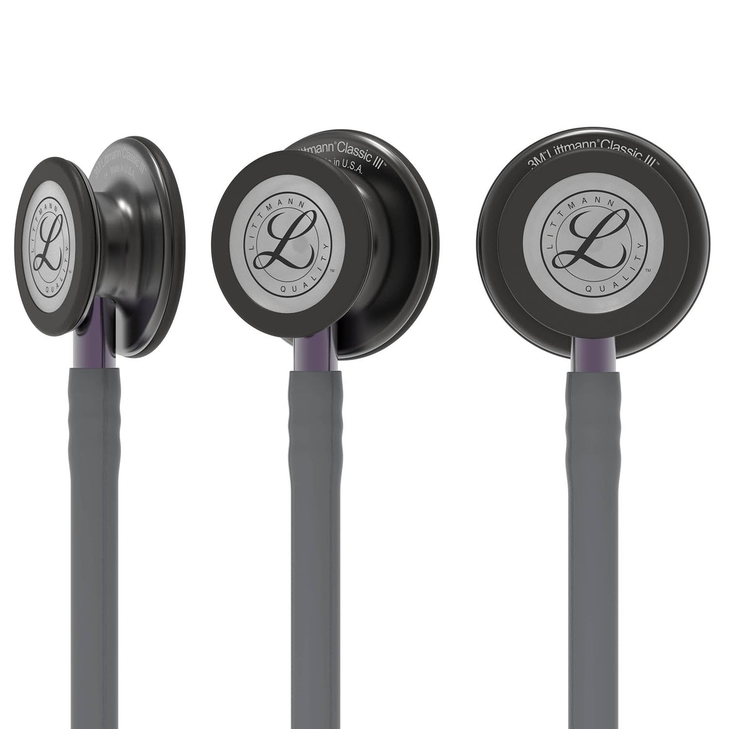 Littmann Classic III Monitoring Stethoscope: Smoke & Gray - Violet Stem 5873 - Over Engraved Stethoscopes 3M Littmann   