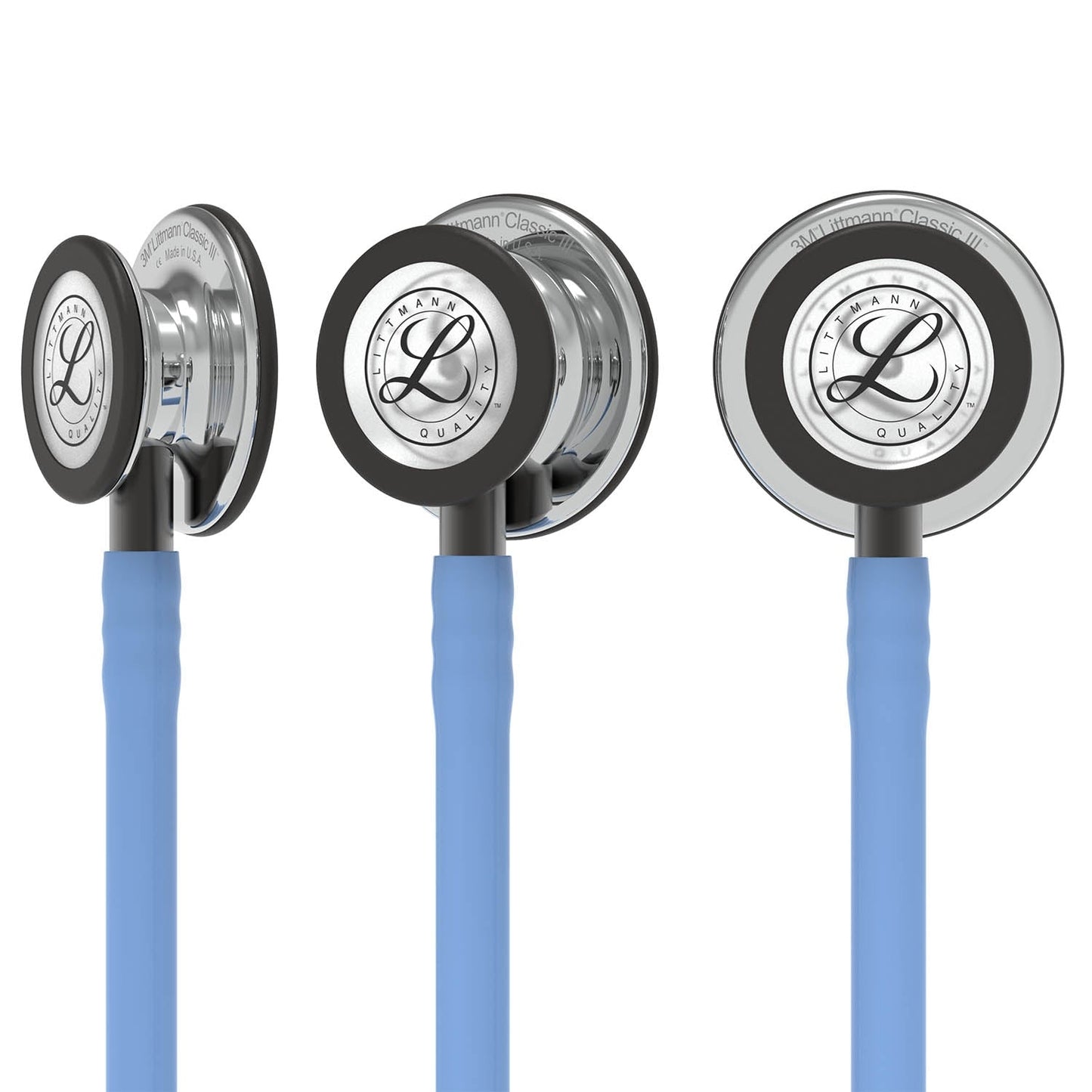 Littmann Classic III Monitoring Stethoscope: Mirror & Ceil Blue - Smoke Stem 5959 - Over Engraved Stethoscopes 3M Littmann   