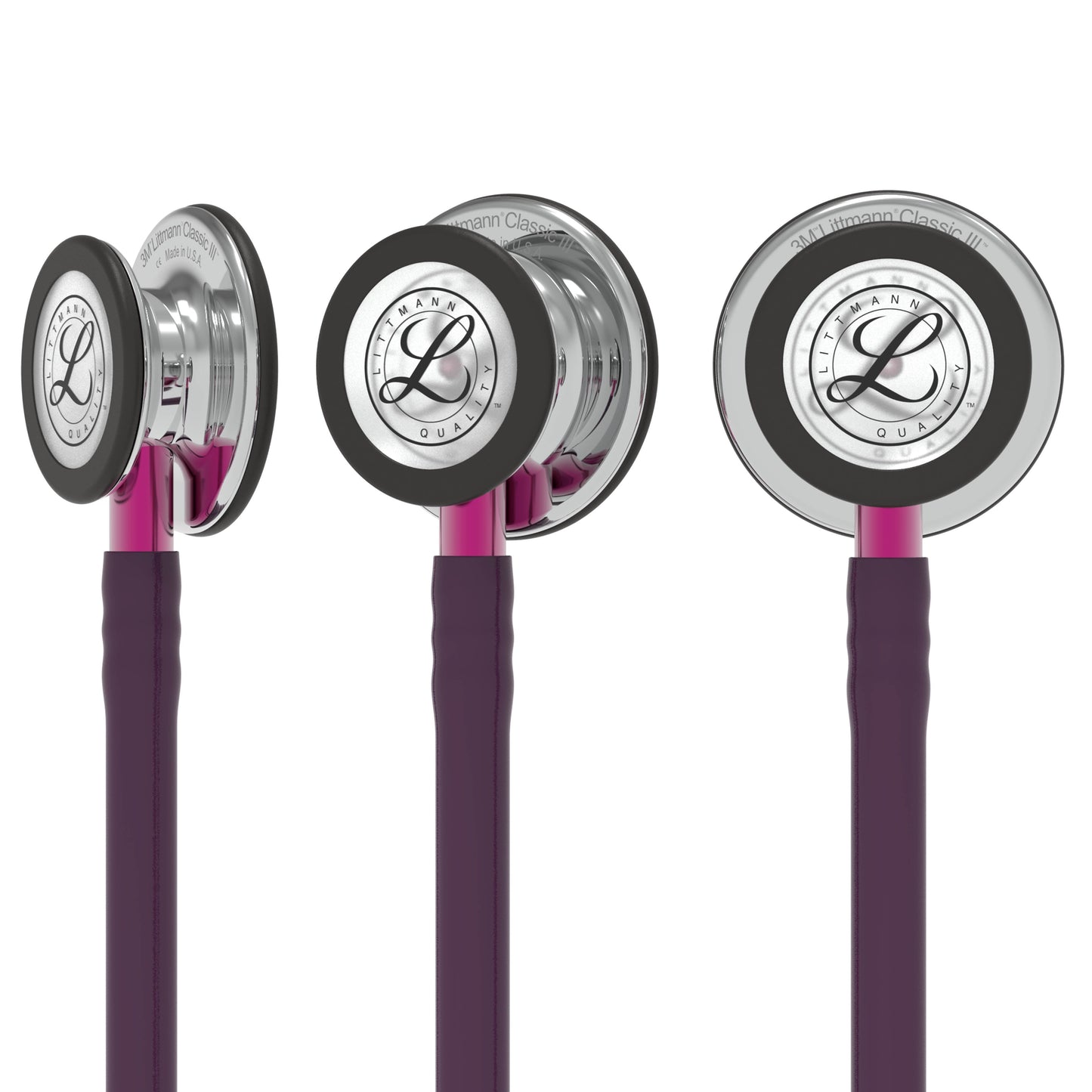 Littmann Classic III Monitoring Stethoscope: Mirror & Plum - Pink Stem 5960- Over Engraved Stethoscopes 3M Littmann   