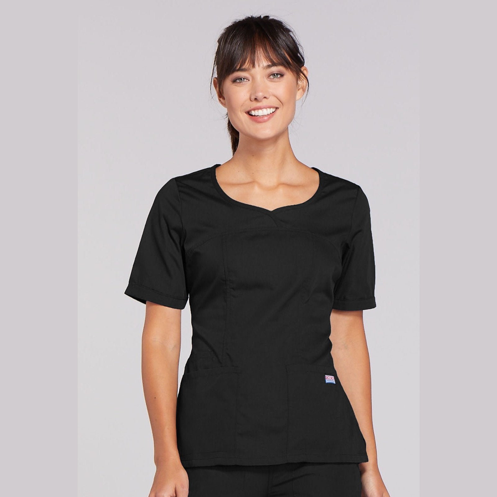 Cherokee WorkWear Women's Novelty V-Neck Scrub Top Scrubs Cherokee XS Black 