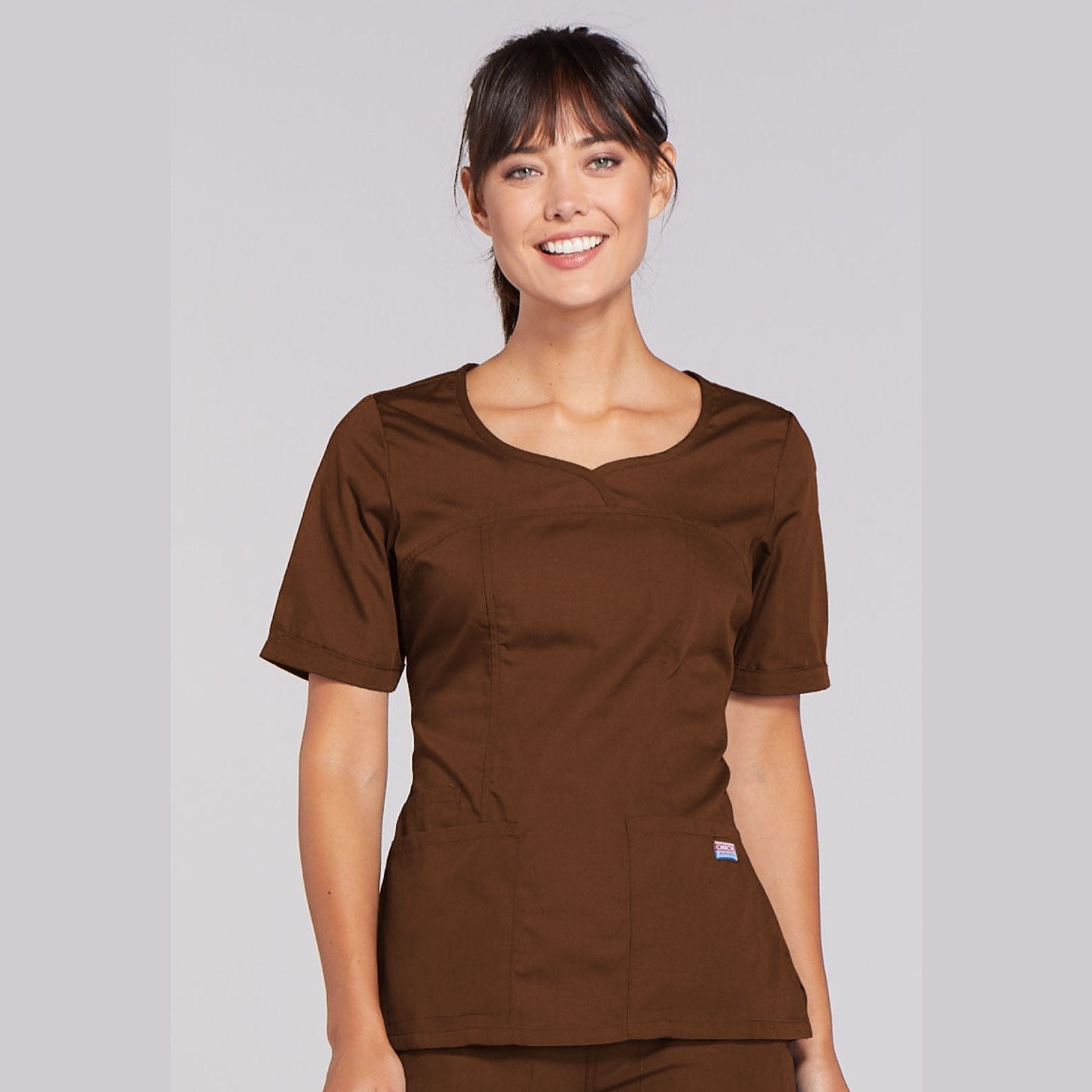 Cherokee WorkWear Women's Novelty V-Neck Scrub Top Scrubs Cherokee XS Chocolate 