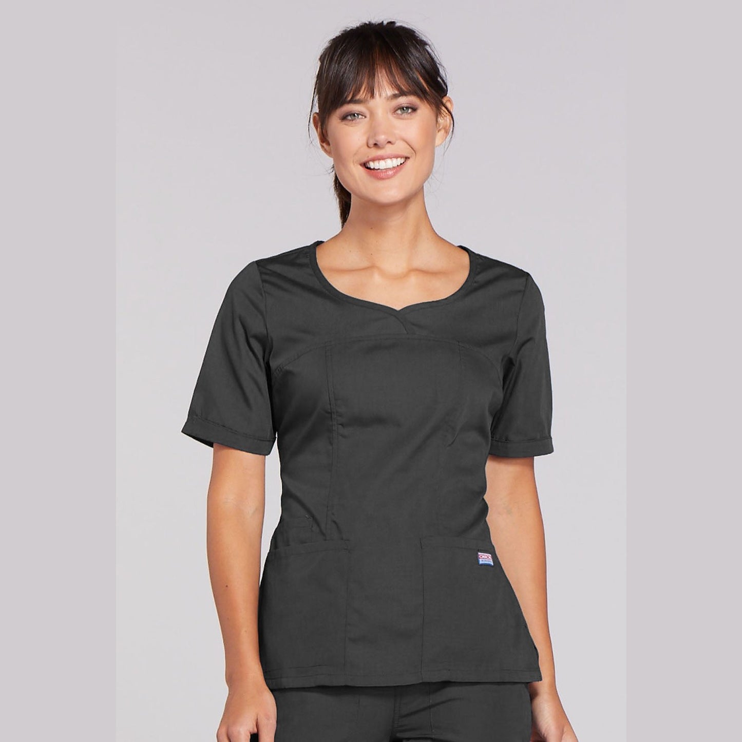 Cherokee WorkWear Women's Novelty V-Neck Scrub Top Scrubs Cherokee XS Pewter 