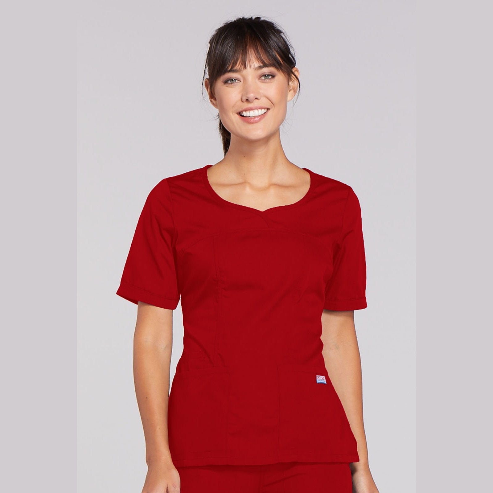 Cherokee WorkWear Women's Novelty V-Neck Scrub Top Scrubs Cherokee XS Red 