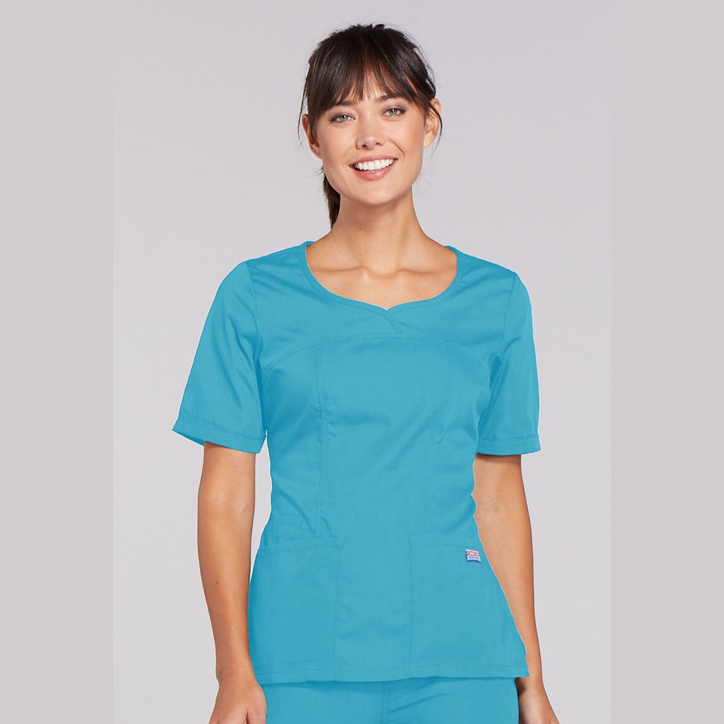 Cherokee WorkWear Women's Novelty V-Neck Scrub Top Scrubs Cherokee XS Turquoise 