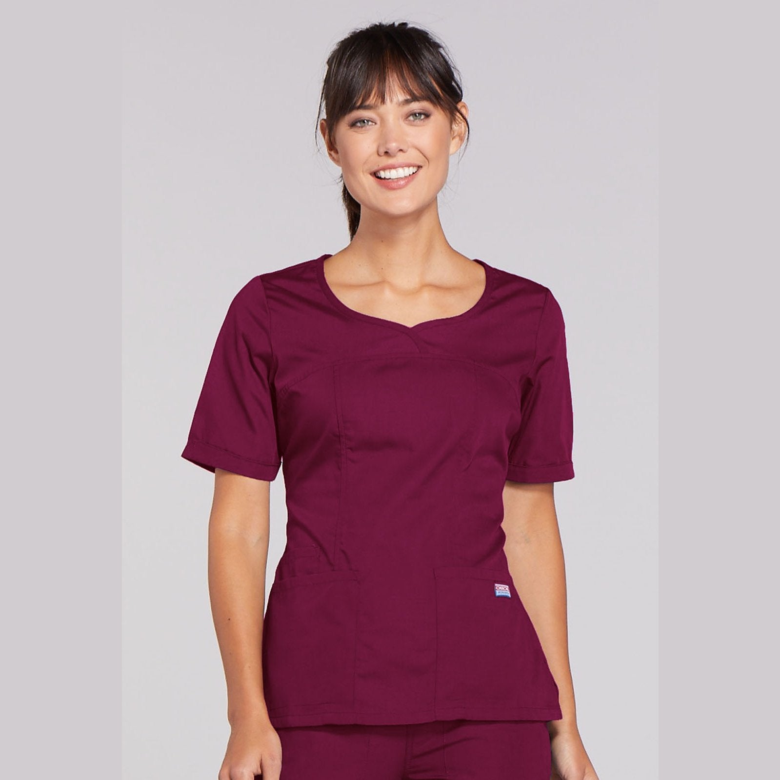 Cherokee WorkWear Women's Novelty V-Neck Scrub Top Scrubs Cherokee XS Wine 