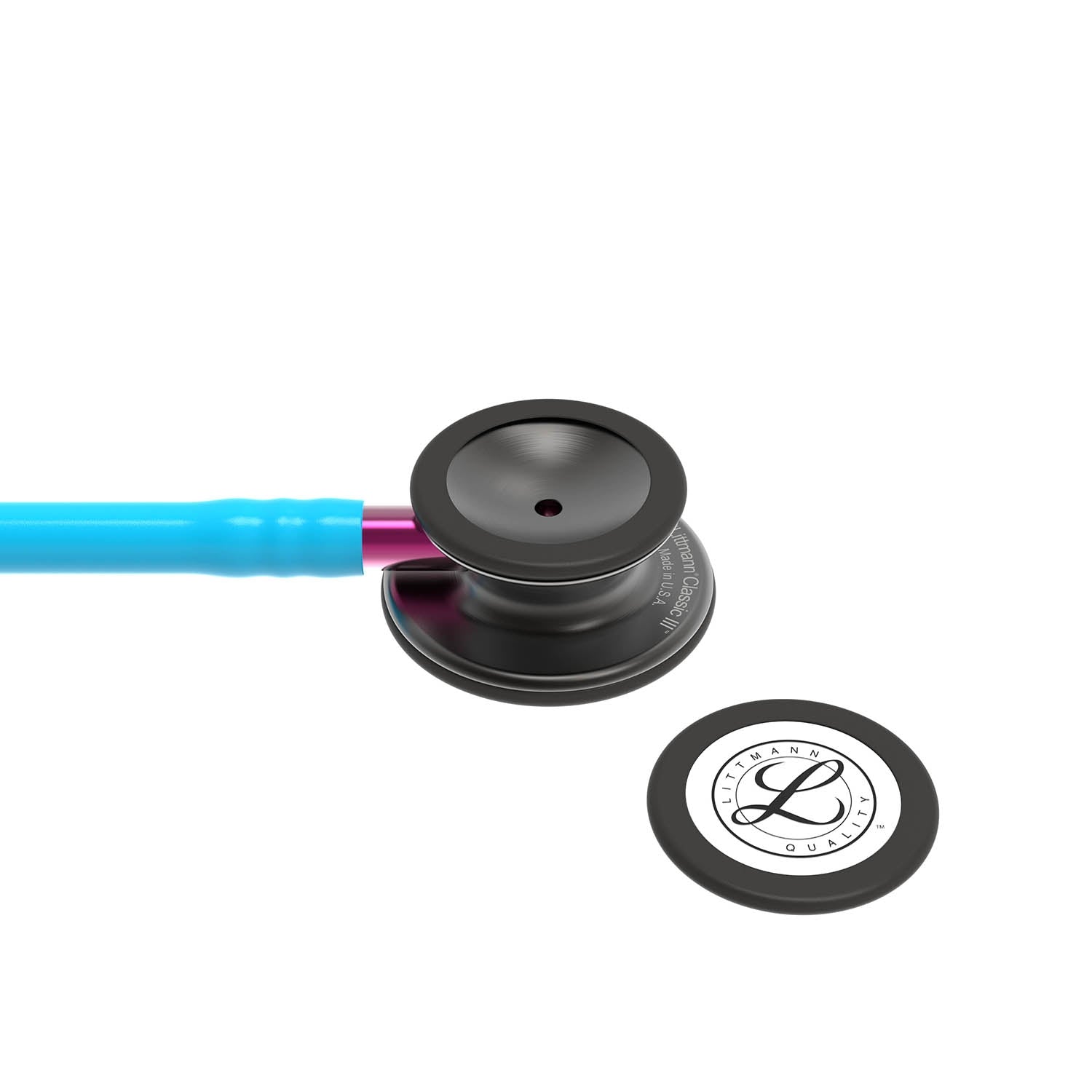 Littmann Classic III Monitoring Stethoscope: Smoke & Turquoise - Pink Stem  5872