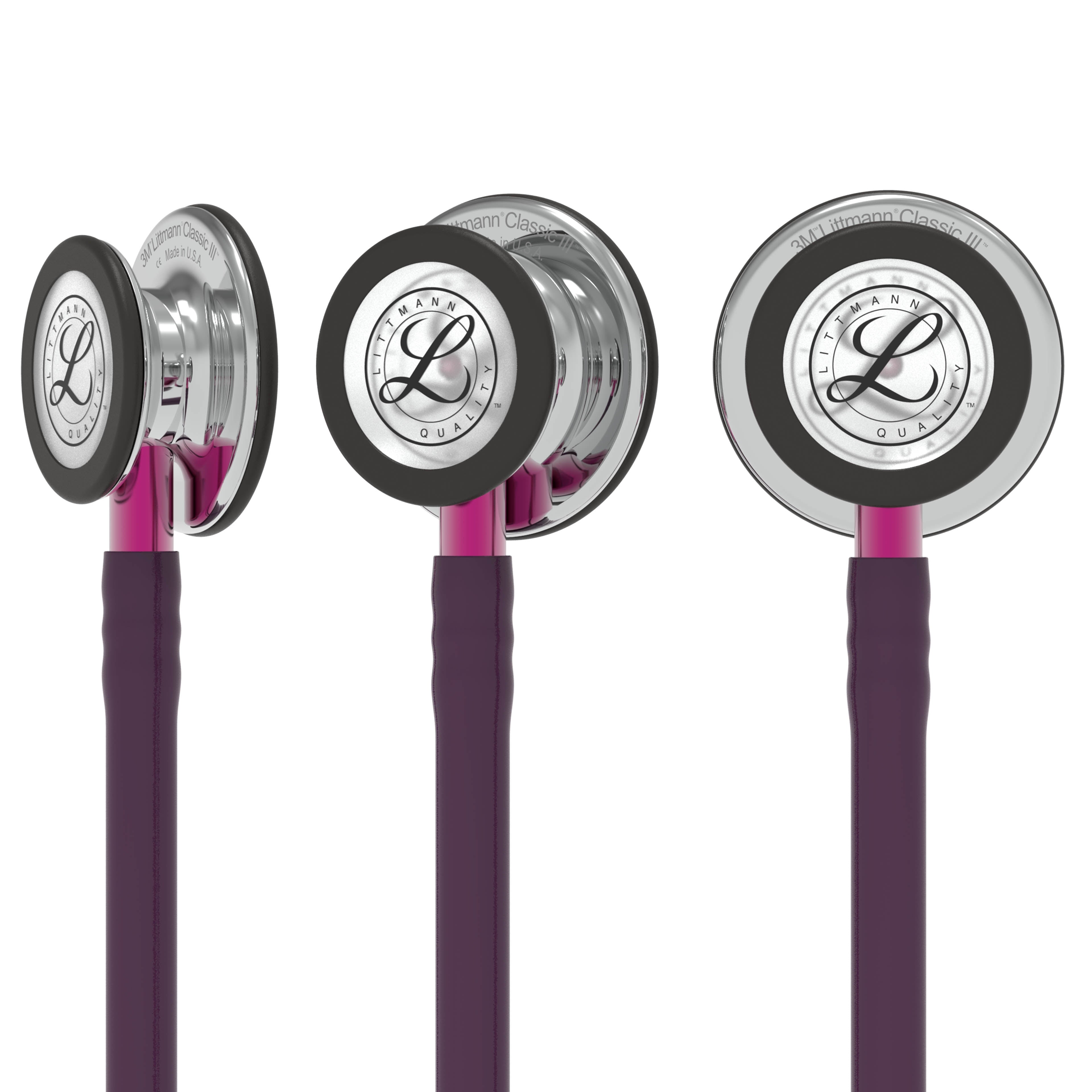 Littmann Classic III Monitoring Stethoscope: Mirror & Plum - Pink Stem